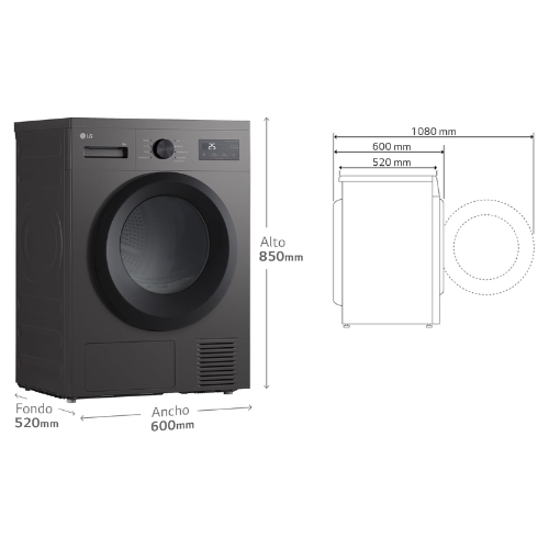 SECADORA LG RHA1008NDK BOMBA CALOR 8KG NEG GRAF D
