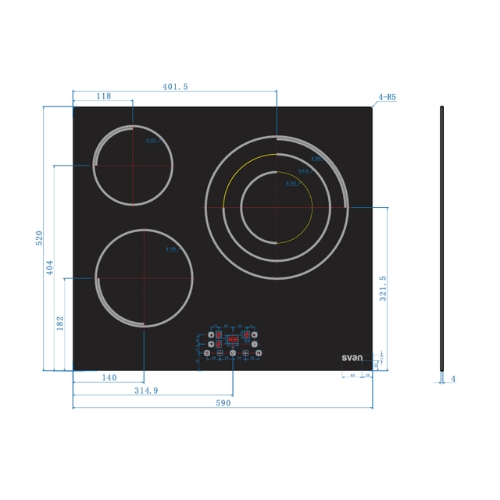 VITROCERAMICA SVAN SV3602 CRISTAL NEG 60CM