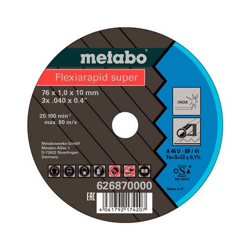 DISCOS FLEXIARAPID METABO SUPER 76X1,02X10MM INOX