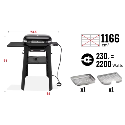 BARBACOA ELEC WEBER LUMIN 1000 COMPACT BLACK C/STA