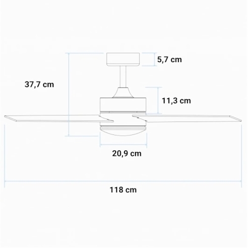 VENTILADOR TECHO UNIV BLUE BORA BLANC/MADER 118CM