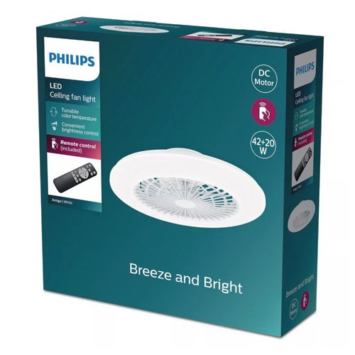 VENTILADOR TECHO PHILIPS AMIGO FLAT IR RD WH