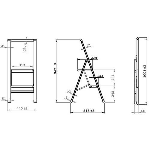 ESCALERA WENKO 50482 2-PELD ALUM NEGRA