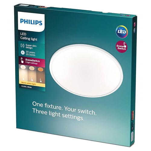 PLAFON PHILIPS SUPERSLIM CL550 SS RD 22W 27K BLANC