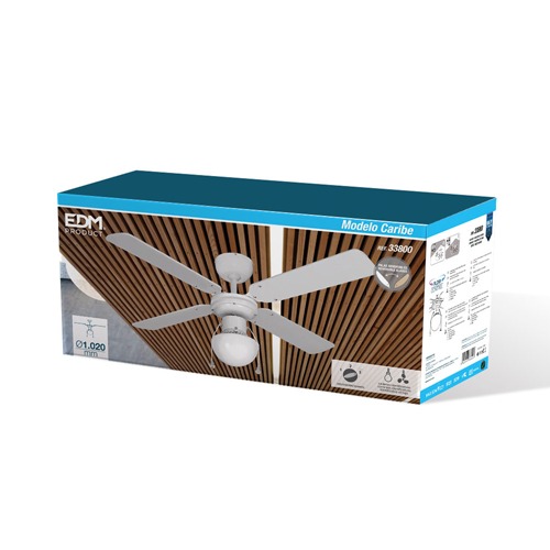 VENTILADOR TECHO EDM CARIBE BLANC 33800