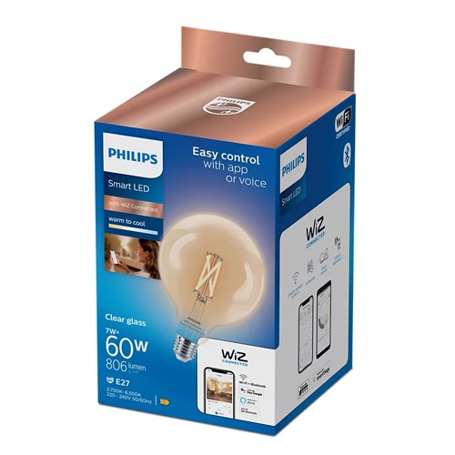 BOMBILLA LED PHILIPS WFB E27 60W G125 927-65 CL