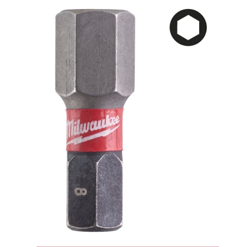 PUNTA MILWAUKEE SHOCKWAVE HEX 8X25MM 2UDS