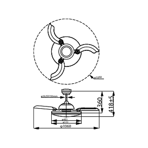 VENTILADOR TECHO PHILIPS ATLAS 28W+35W NIQUEL