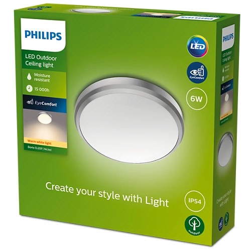 PLAFON PHILIPS DORIS CEILING 6W 27K NIQUEL