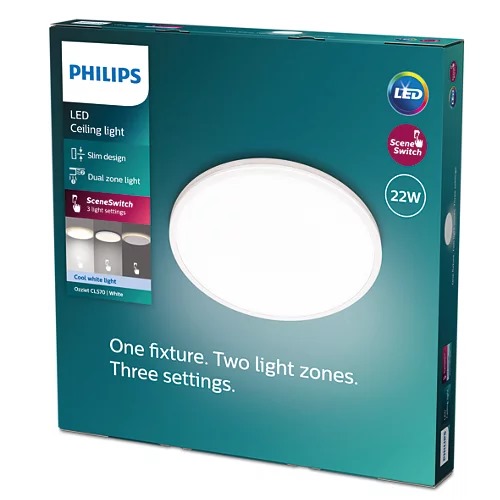 PLAFON PHILIPS OZZIET CL570 SS RD 22W 40K BLANC