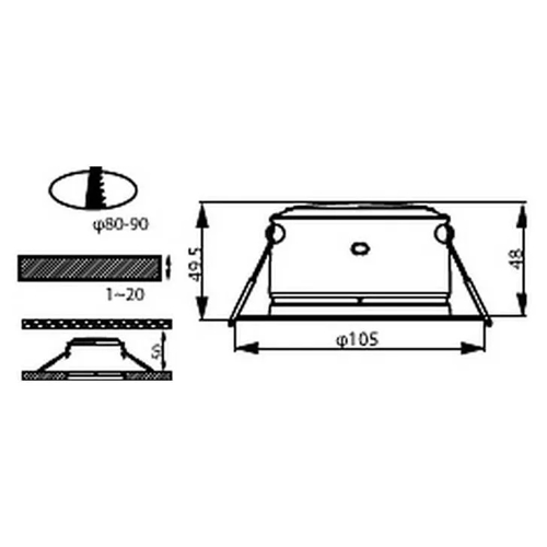 DOWNLIGHT PHILIPS DIAMOND CUT G2 DL264 4,5W 40K BL