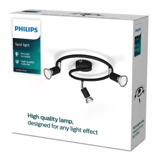 FOCO PHILIPS LIMBALI PLATE/SPIRAL 3X50W NEGRO