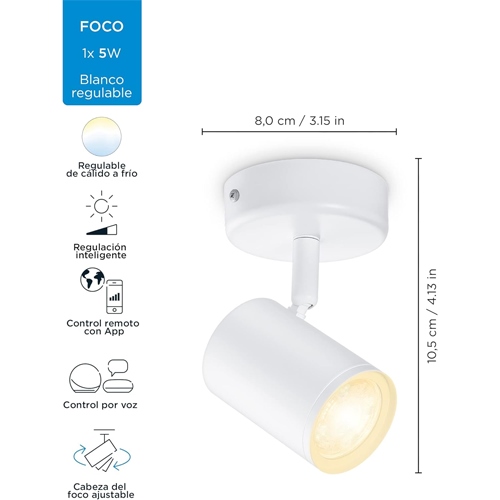 FOCO PHILIPS WIZ IMAGEO 1X5W BLANC 27-65K