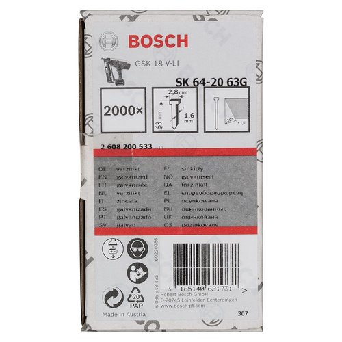 CLAVO BOSCH GALVANIZ SK64-20 63MM 2608200533