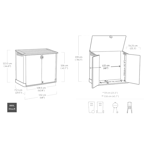 COBERTIZO CURVER SIO MIDI 880L TOPO/BEIGE 249229
