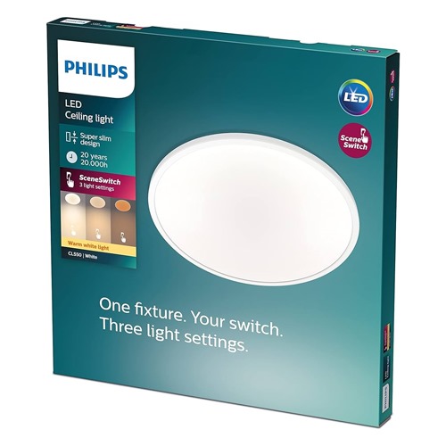 PLAFON PHILIPS SUPERSLIM CL550 SS RD 18W 27K BLANC