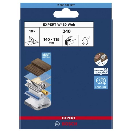 LIJA BOSCH EXPERT W480 1/4 G240 10PZS 2608902387