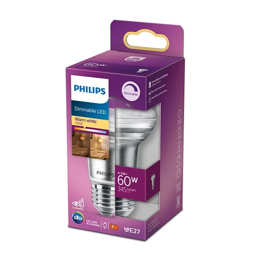 BOMBILLA LED PHILIPS R63 E27 60W WW 36D RF D