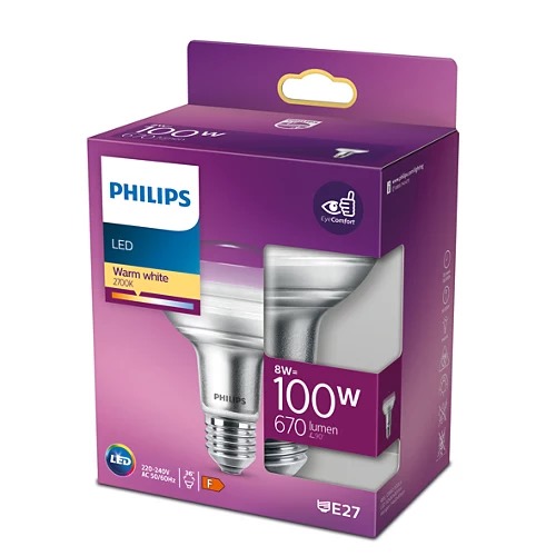 BOMBILLA LED PHILIPS R80 E27 100W BLANC CALIDO