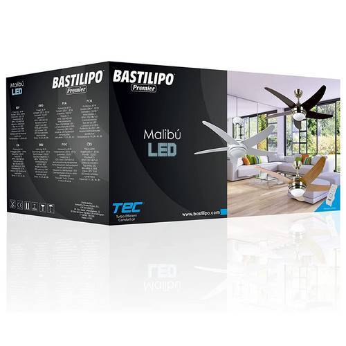 VENTILADOR TECHO BASTILIPO MALIBU NIQUEL 7777