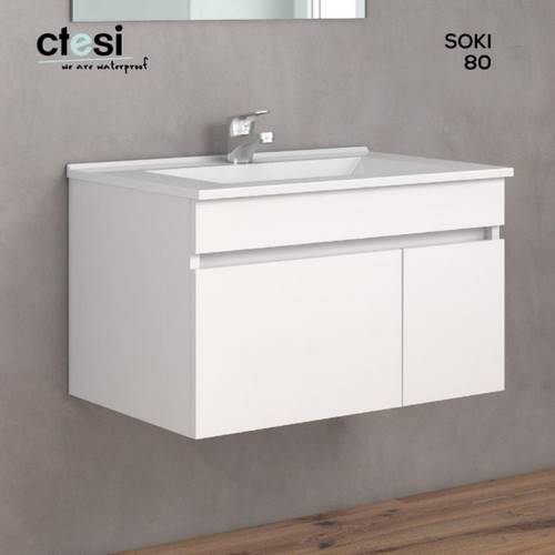 MUEBLE BAÑO LAKUA SOKI-80 1-CAJ 1-PTA BLANC